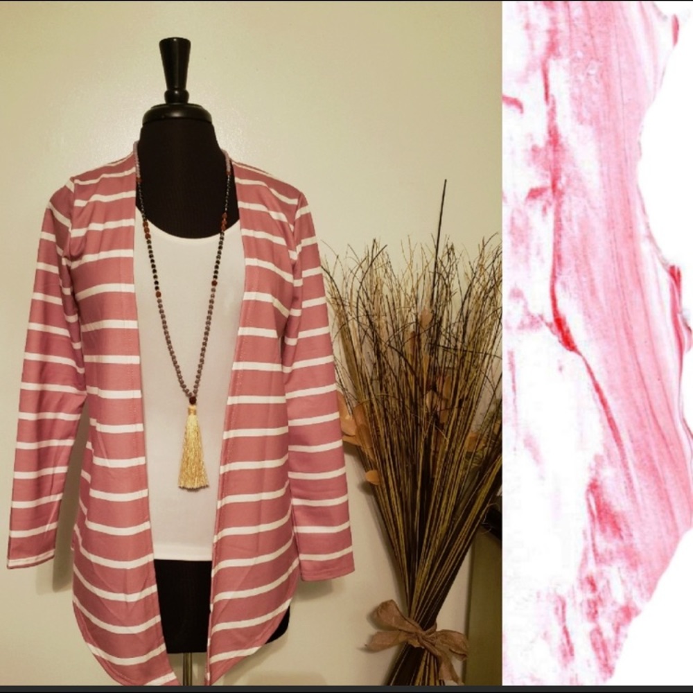 Striped, Open-Front Cardigan